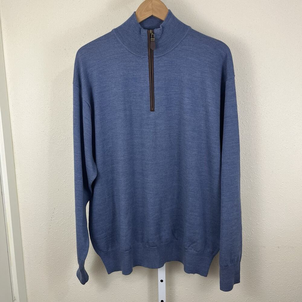 Orvis Merino Wool Quarter-Zip Pullover Sweater Men’s XL Blue 9G6T